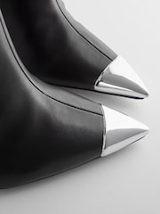 Black Forever Comfort® Toe Cap Heeled Knee High Boots - Image 7 of 9