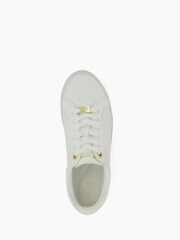 Dune London White Wide Fit Everleigh Mix Material Stripe Trainers - Image 6 of 6