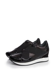 Schwarz - Moda In Pelle Elastische Turnschuhe mit überkreuzten Riemen und verstecktem Keilabsatz - Bild 2 von 4