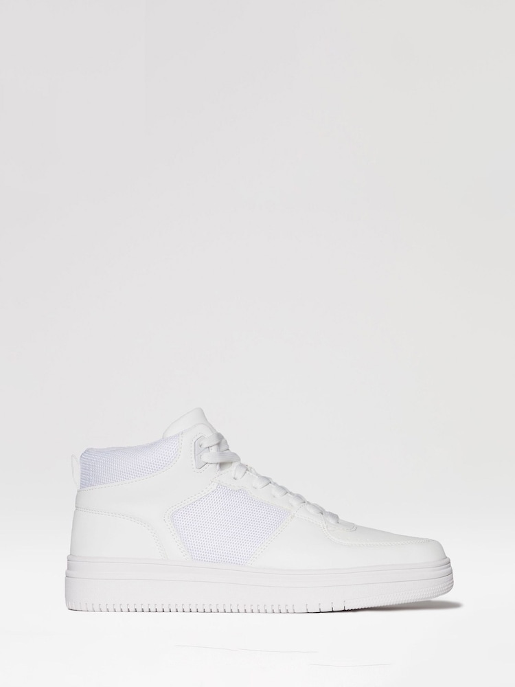 Threadbare White Sport Panel High Top Trainers - Image 1 of 4