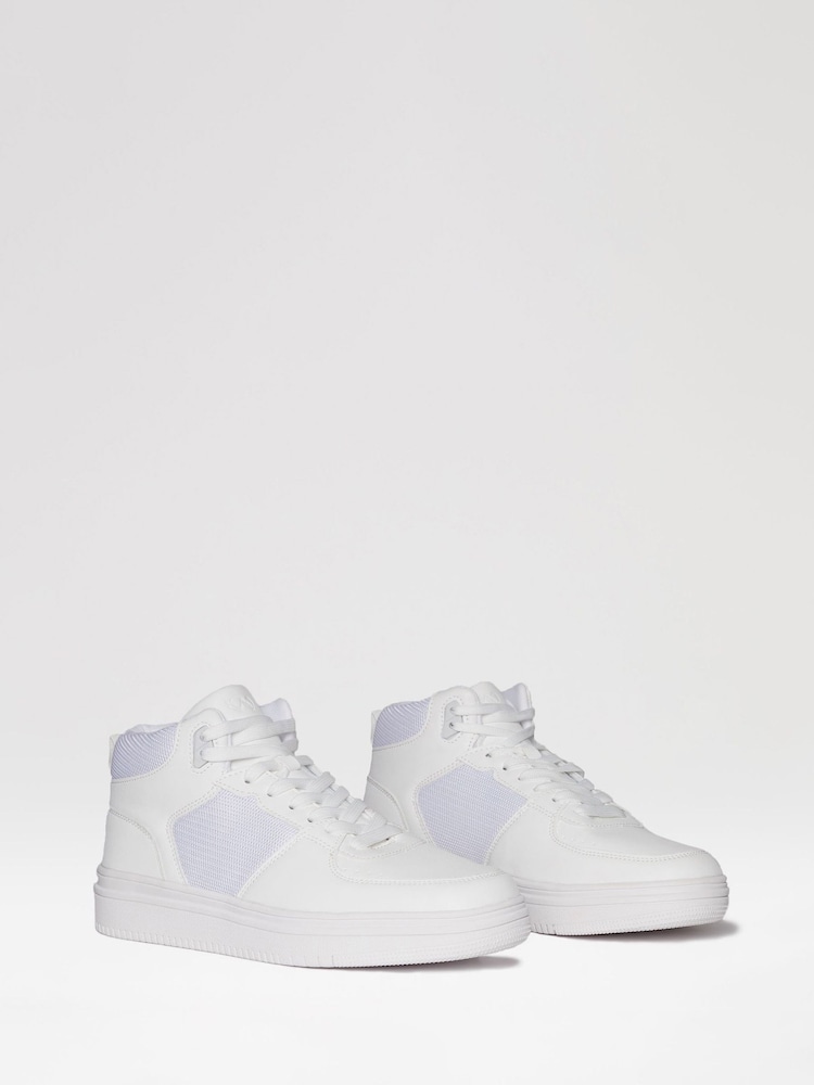 Threadbare White Sport Panel High Top Trainers - Image 2 of 4