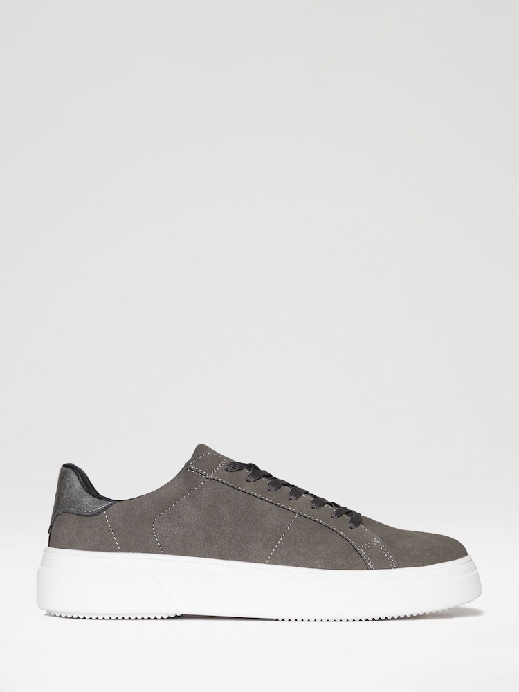 Threadbare Grey Raised Sole Court Trainers - Image 1 of 4