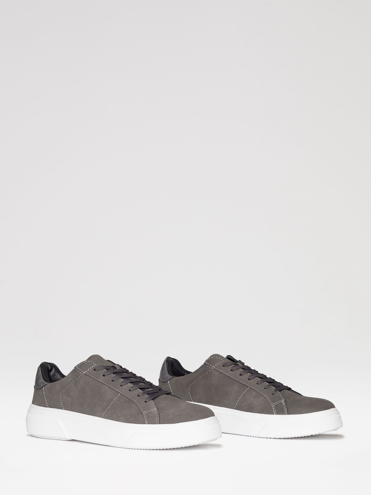 Threadbare Grey Raised Sole Court Trainers - Image 2 of 4