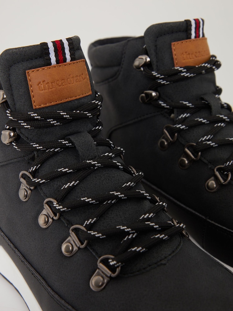 Threadbare Black Contrast Sole Hiker Boots - Image 4 of 4