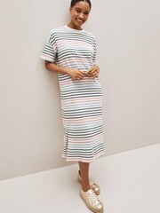 Multicoloured Supima 100% Cotton Striped T-Shirt Dress - Image 1 of 4