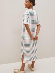 Multicoloured Supima 100% Cotton Striped T-Shirt Dress - Image 2 of 4