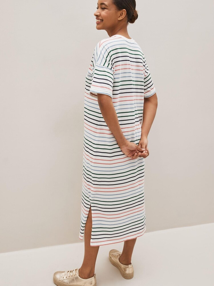 Multicoloured Supima 100% Cotton Striped T-Shirt Dress - Image 2 of 4