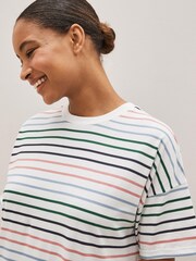 Multicoloured Supima 100% Cotton Striped T-Shirt Dress - Image 3 of 4