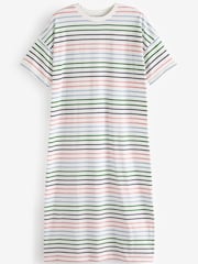 Multicoloured Supima 100% Cotton Striped T-Shirt Dress - Image 4 of 4