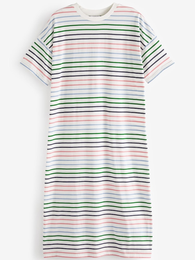 Multicoloured Supima 100% Cotton Striped T-Shirt Dress - Image 4 of 4 Multicoloured Supima 100% Cotton Striped T-Shirt Dress - Image 4 of 4