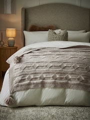 Light Grey Cosy Cable Knit Throw - Image 1 of 5