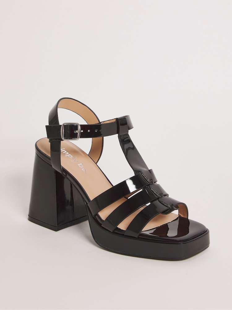 Simply Be Fisherman On A Platform Sandalen mit Blockabsatz in Schwarz, weite Passform - Bild 2 von 3 Simply Be Fisherman On A Platform Sandalen mit Blockabsatz in Schwarz, weite Passform - Bild 2 von 3