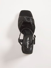 Simply Be Black Satin Knotted Platform Block Heel Sandals - Image 3 of 3