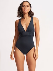 Seafolly Collective V-Neck Crossback Nylon Stretch Swimsuit - Image 1 of 4