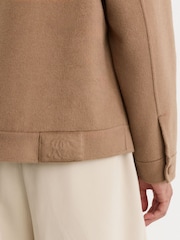 Reiss Camel Warner Monogram Wool-Blend Press-Stud Overshirt - Image 6 of 8