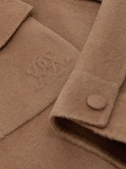 Reiss Camel Warner Monogram Wool-Blend Press-Stud Overshirt - Image 8 of 8