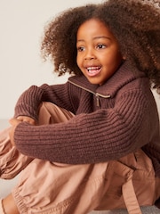 Chocolate Brown Half Zip Boxy Jumper (3-16yrs) - Image 2 of 7