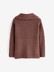 Chocolate Brown Half Zip Boxy Jumper (3-16yrs) - Image 6 of 7