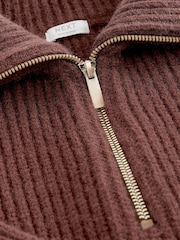 Chocolate Brown Half Zip Boxy Jumper (3-16yrs) - Image 7 of 7