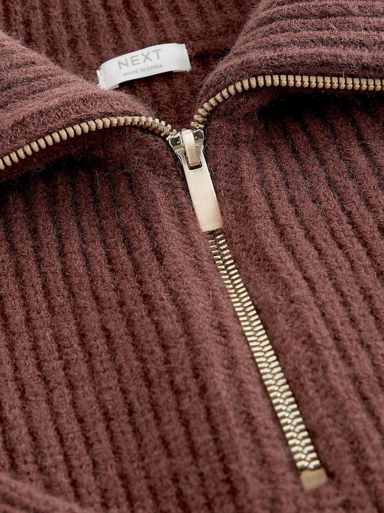 Chocolate Brown Half Zip Boxy Jumper (3-16yrs) - Image 7 of 7 Chocolate Brown Half Zip Boxy Jumper (3-16yrs) - Image 7 of 7