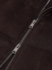 Reiss Chocolate Brown Alps Wool-Blend Faux Fur-Collar Quilted Gilet - Image 8 of 8