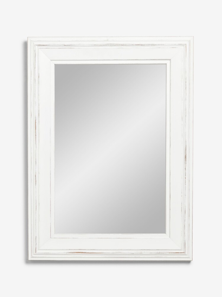 White Wolton Distressed Rectangular Wall Mirror - Image 5 of 6