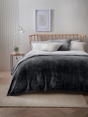 Charcoal Grey Plush Fleece Throw - Image 1 of 5