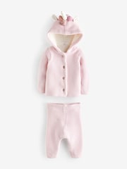 Bonjour Bebe Pink Unicorn 100% Cotton Knitted 2 Piece Set - Image 1 of 3