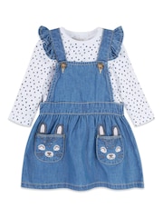 M&Co Blue Cat Pocket Pinny And Top Set - Image 1 of 3