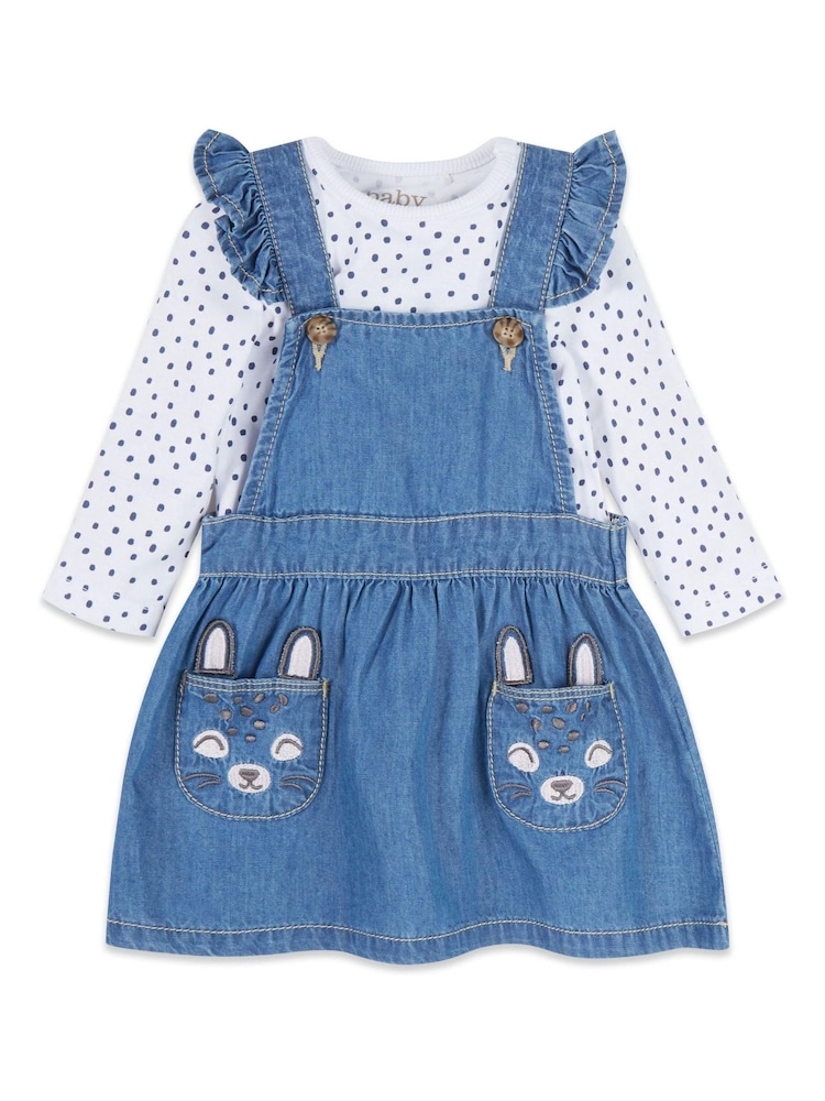 M&Co Blue Cat Pocket Pinny And Top Set - Image 1 of 3