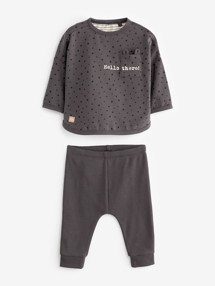 Monochrome Bunny 6 Piece Baby T-Shirts and Leggings Set - Image 2 of 6