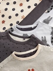 Monochrome Bunny 6 Piece Baby T-Shirts and Leggings Set - Image 5 of 6