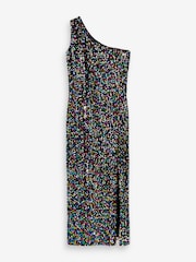 Rainbow Sequin One Shoulder Midi Dress - Image 2 of 6