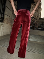 Berry Red Velvet Wide Leg Trousers - Image 3 of 6