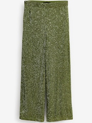 Green Sequin Wide Leg Trousers - Image 5 of 6