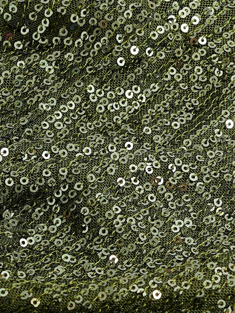 Green Sequin Wide Leg Trousers - Image 6 of 6
