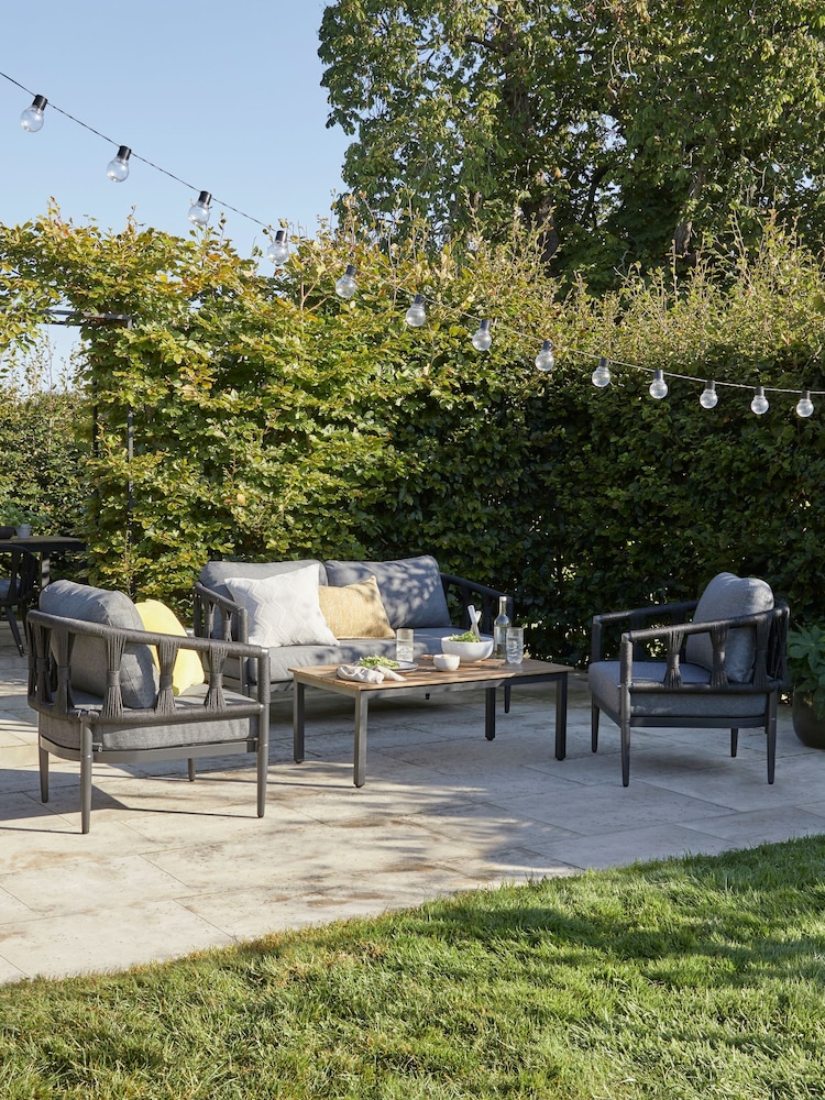 Black Sorrento 4 Piece Garden Lounge Set - Image 1 of 5