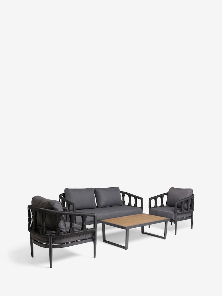 Black Sorrento 4 Piece Garden Lounge Set - Image 2 of 5