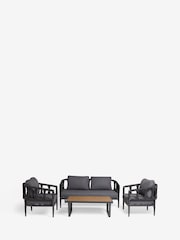 Black Sorrento 4 Piece Garden Lounge Set - Image 3 of 5