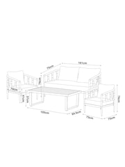 Black Sorrento 4 Piece Garden Lounge Set - Image 4 of 5
