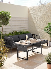 Black Sorrento Garden Sofa Chaise and Rising Table Lounge Set - Image 2 of 8