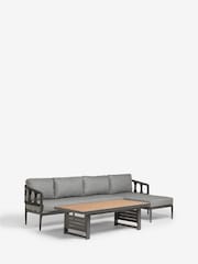 Black Sorrento Garden Sofa Chaise and Rising Table Lounge Set - Image 7 of 8