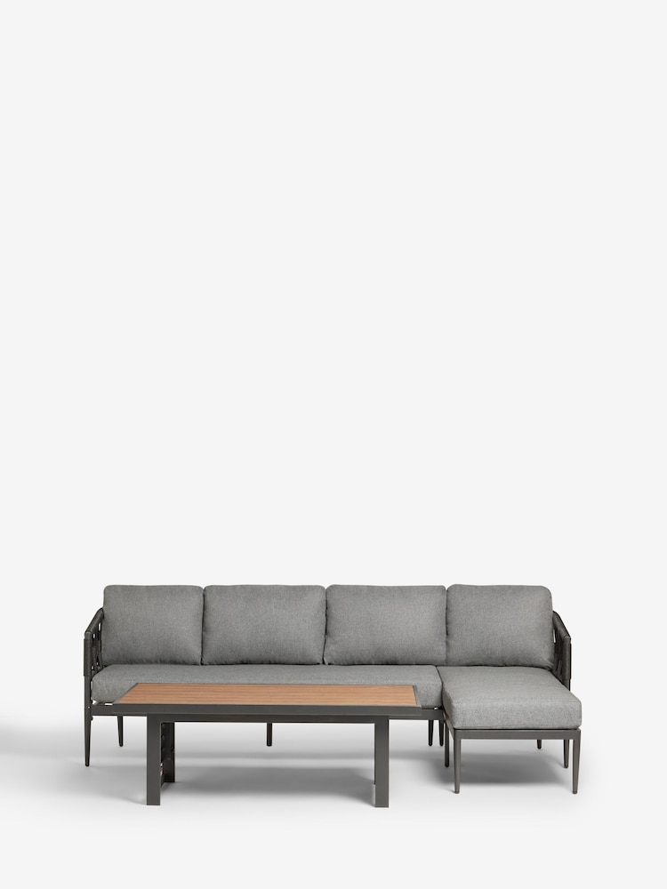 Black Sorrento Garden Sofa Chaise and Rising Table Lounge Set - Image 8 of 8