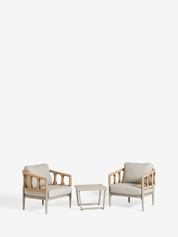 Natural Sorrento Garden 3 Piece Chairs and Table Bistro Set - Image 2 of 7