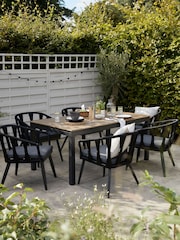 Black Sorrento Garden 6 To 8 Seater Extending Dining Table and Chairs Set - Image 2 of 9