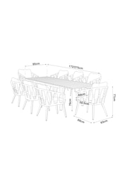 Black Sorrento Garden 6 To 8 Seater Extending Dining Table and Chairs Set - Image 5 of 9