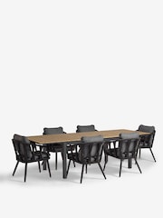 Black Sorrento Garden 6 To 8 Seater Extending Dining Table and Chairs Set - Image 6 of 9