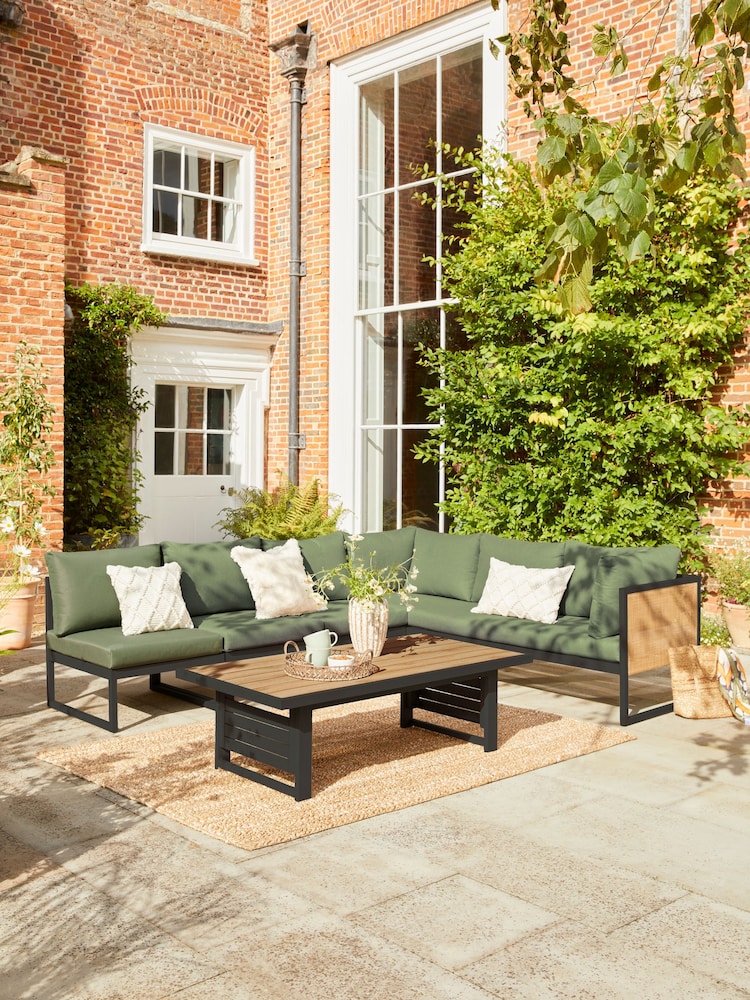 Sage Green Abel Rattan Garden Modular Sofa and Table Lounge Set - Image 2 of 11