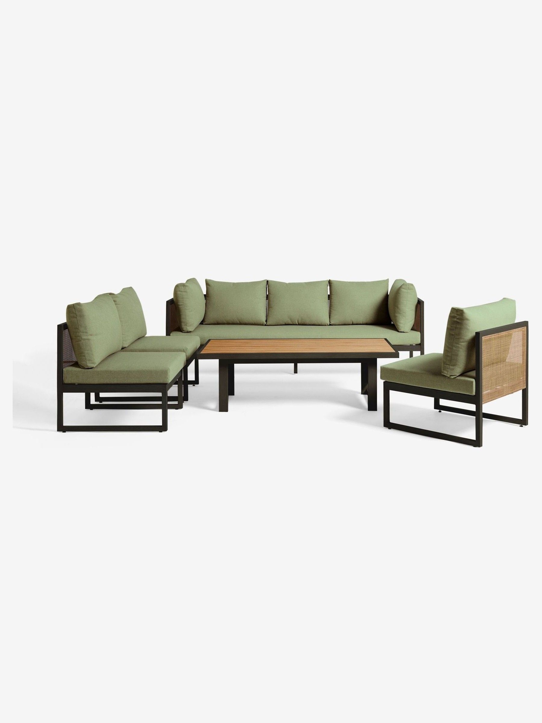 Buy Sage Green Abel Rattan Garden Modular Sofa and Table Lounge Set ...