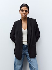 Svart - Avslappnad Ruched Sleeve Kavaj - Bild 1 av 6